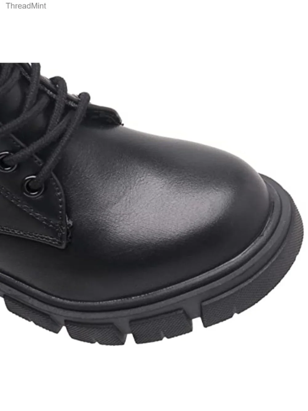 Girls Combat Boots Lace-Up Side Zipper Ankle Booties Water Resistant